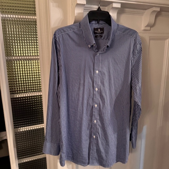 Psycho Bunny Shirt Men’s Sz 16 1/2 X 33 Button Up Shirt Long Sleeve Blue/White - Picture 2 of 8